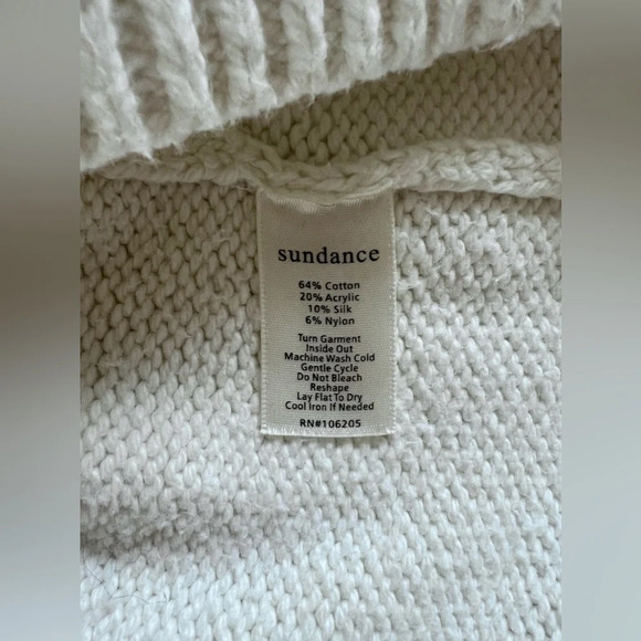 Sundance Mountainview Boho White Cable Knit Turtleneck Winter Sweater S - Picture 11 of 11